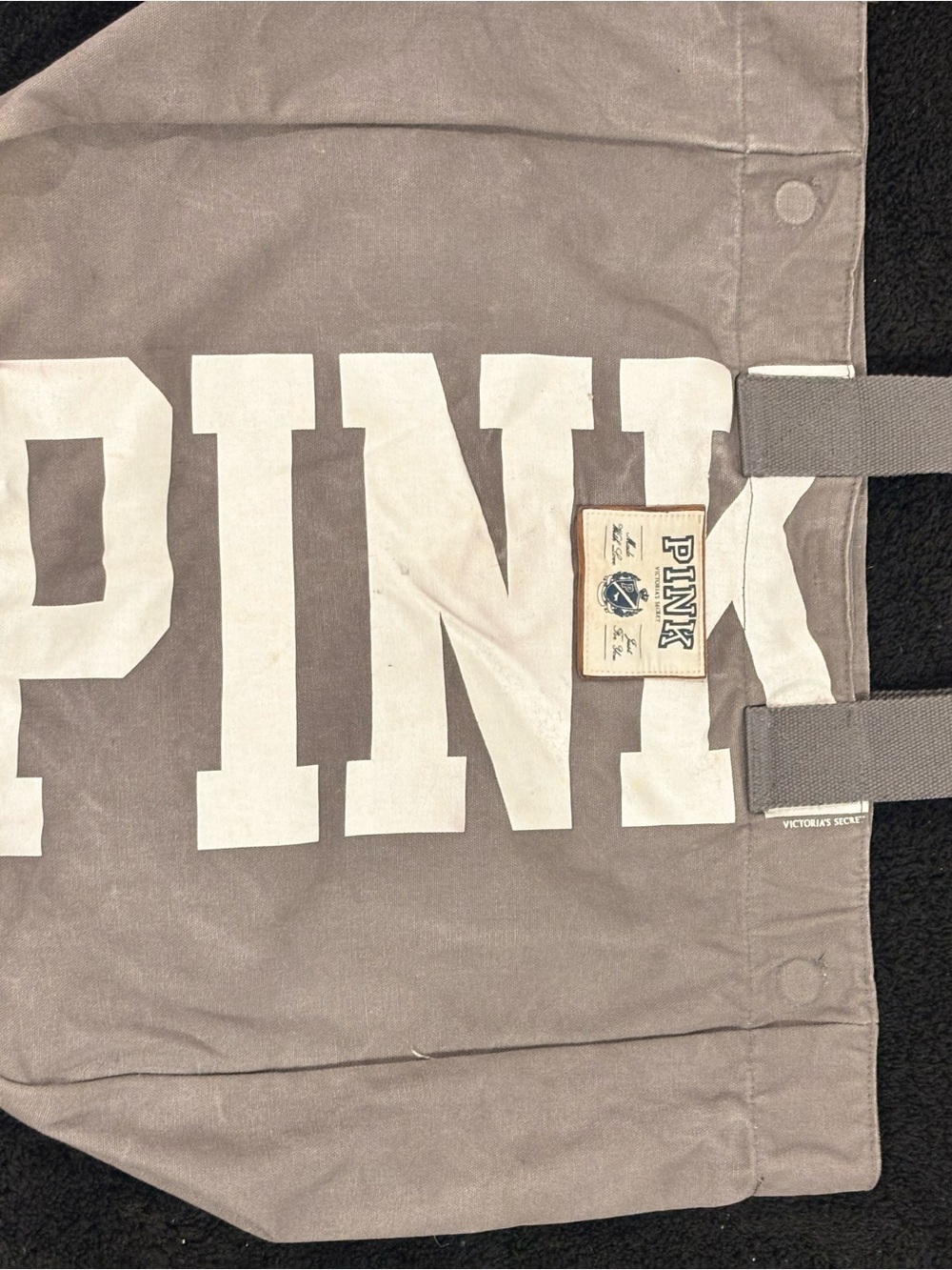 PINK Victoria's Secret Gray Canvas Tote with White Logo